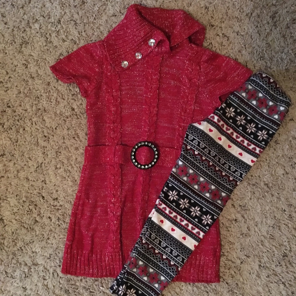 Sweater dress with leggings